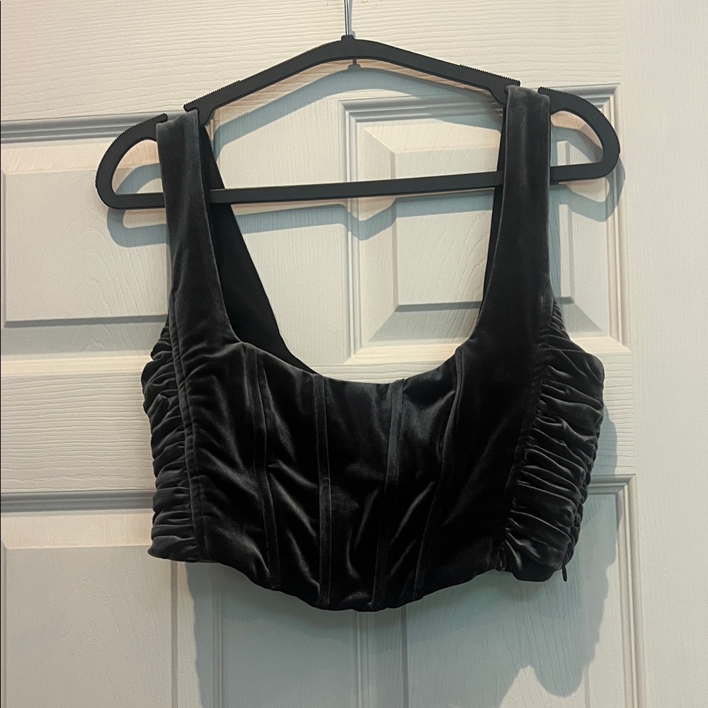 Dark Grey Velvet Zara Crop Top